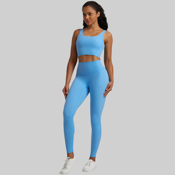 2-Piece Yoga Set - U-Back Crop Top & High-Waist Leggings