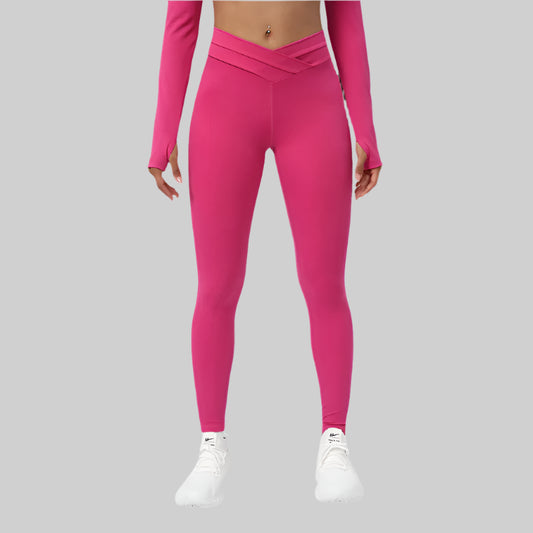 Crossover Gym Leggings – V-Shaped Waist Push-Up Yoga Pants